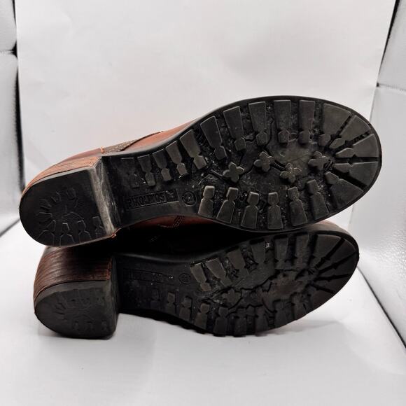Pikolinos Leather Lace-Up Ankle Boots EU 38 (US 7.5) Brown Side Zip Lug Sole - Picture 7 of 10